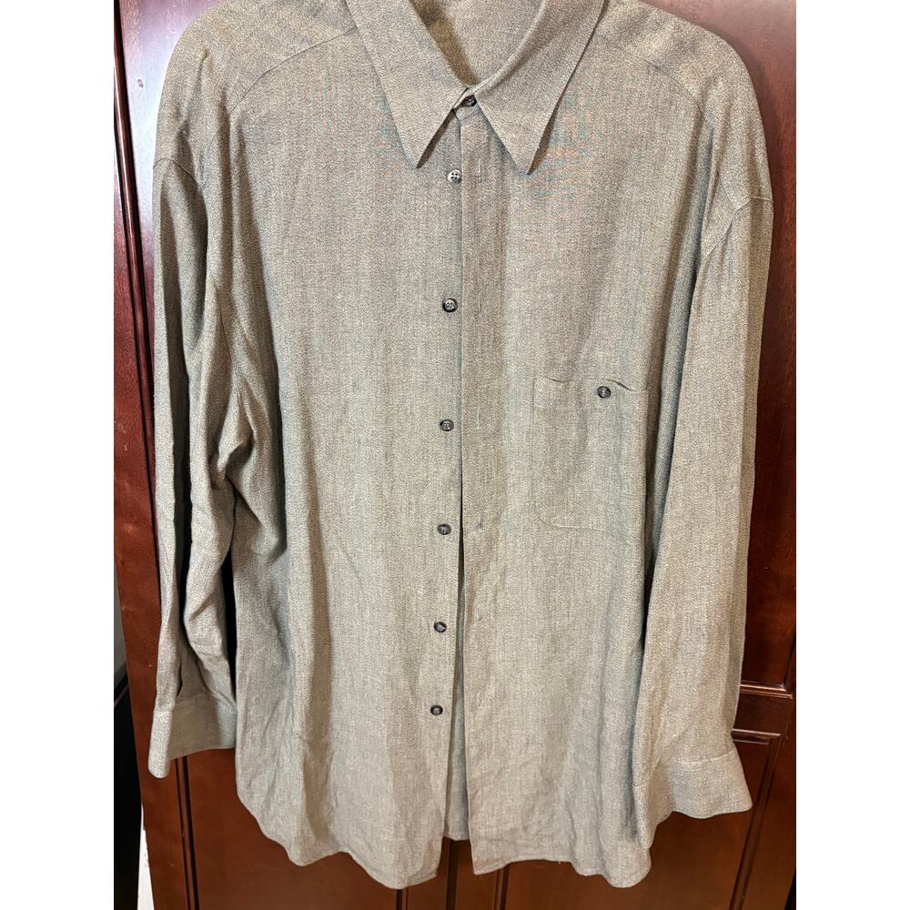Zanella Mens Taupe Dress Shirt Long Sleeve Viscose Size XL Made in Italy